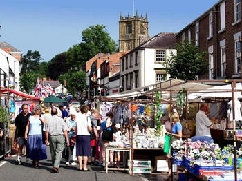 Mold town centre market North Wales