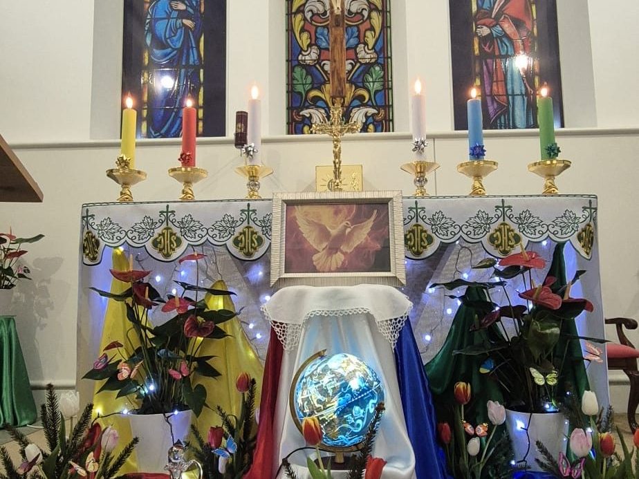 Chapel beautifully decorated for a feast day