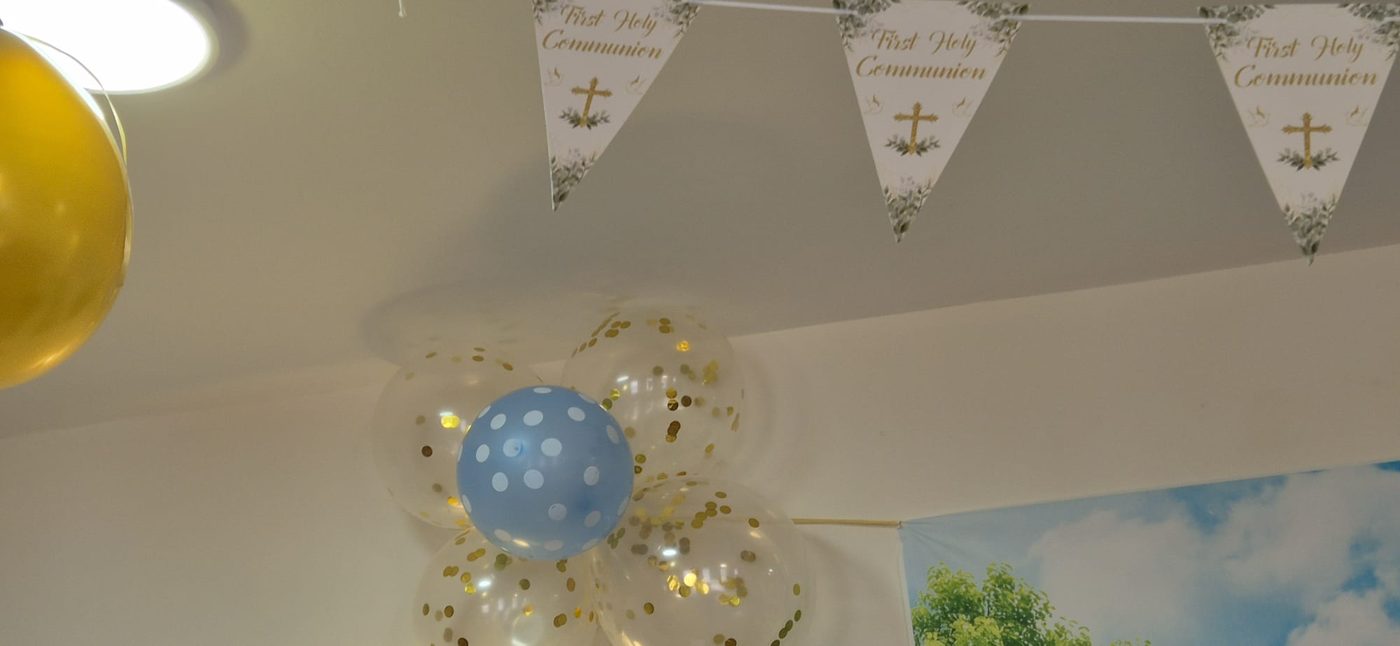 First Holy Communion flag bunting close up
