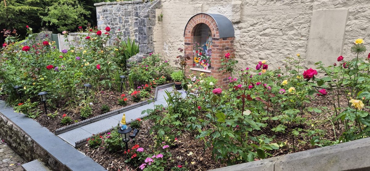 The Marian grotto and rose garden