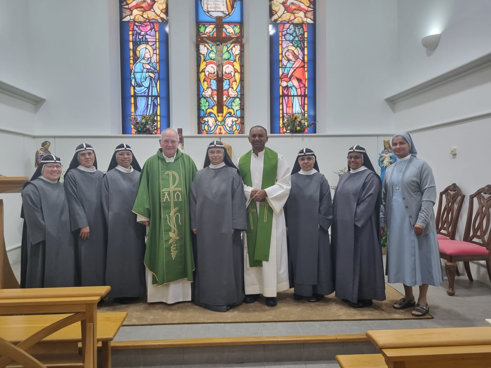 Sisters and priests at Mass