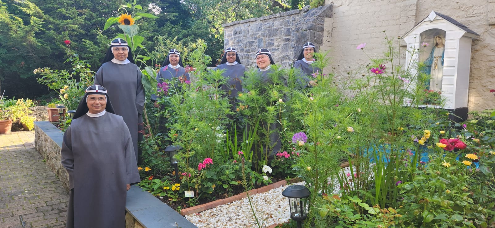 Sisters in the flower garden
