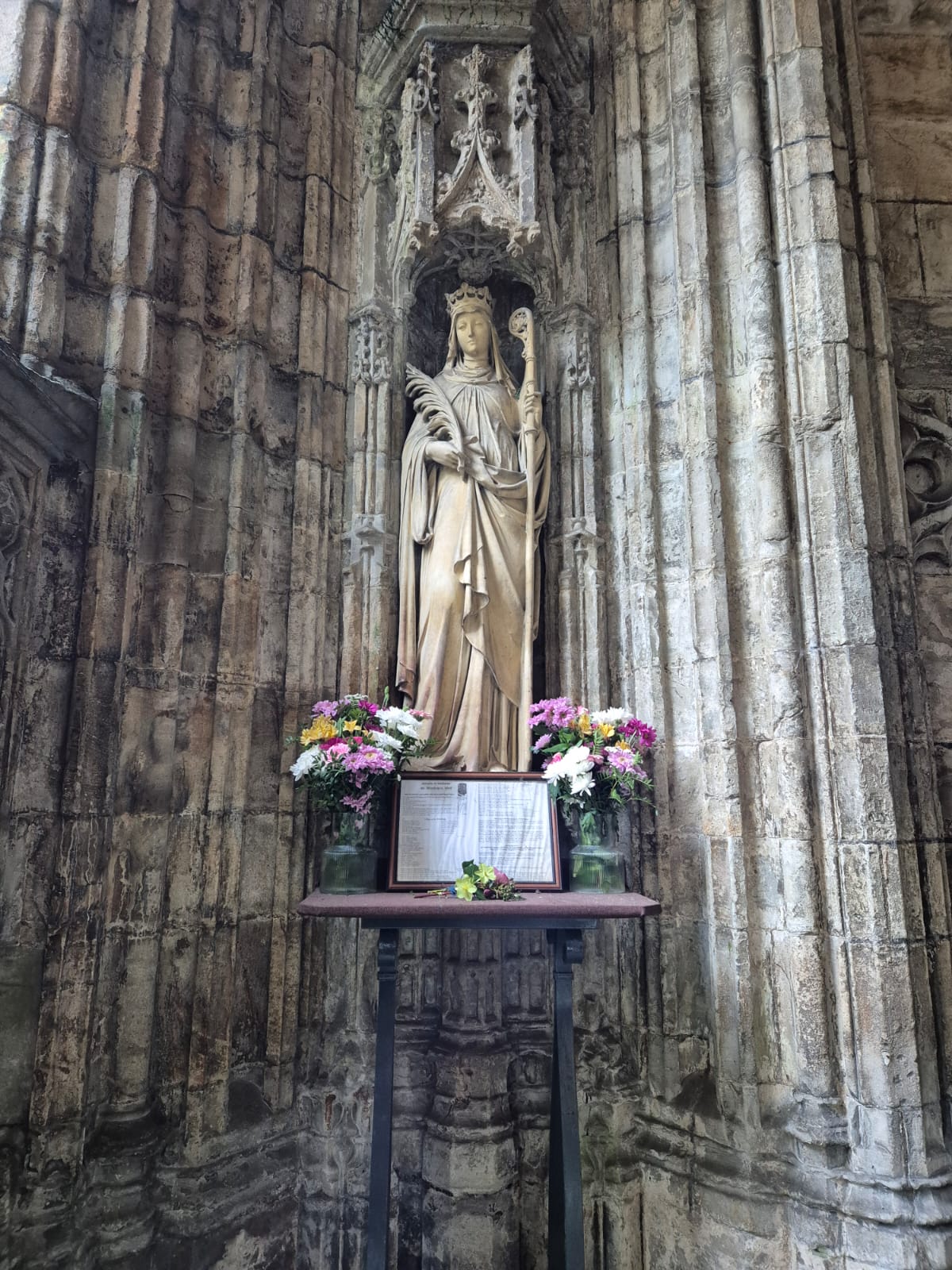 St Winefride's shrine with flowers
